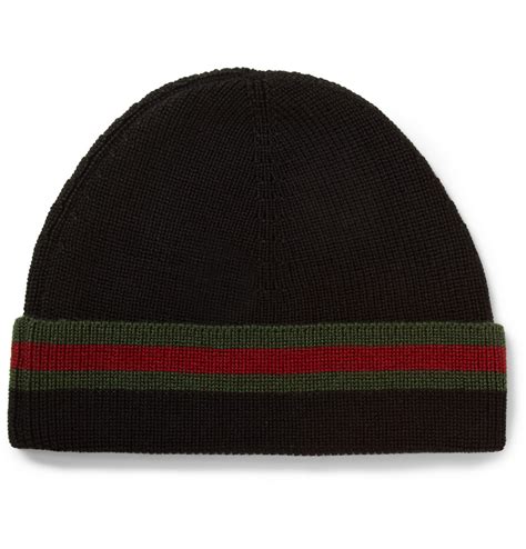 mens black gucci beanie|black gucci hat.